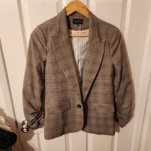 1.Slate Brown Plaid Blazer